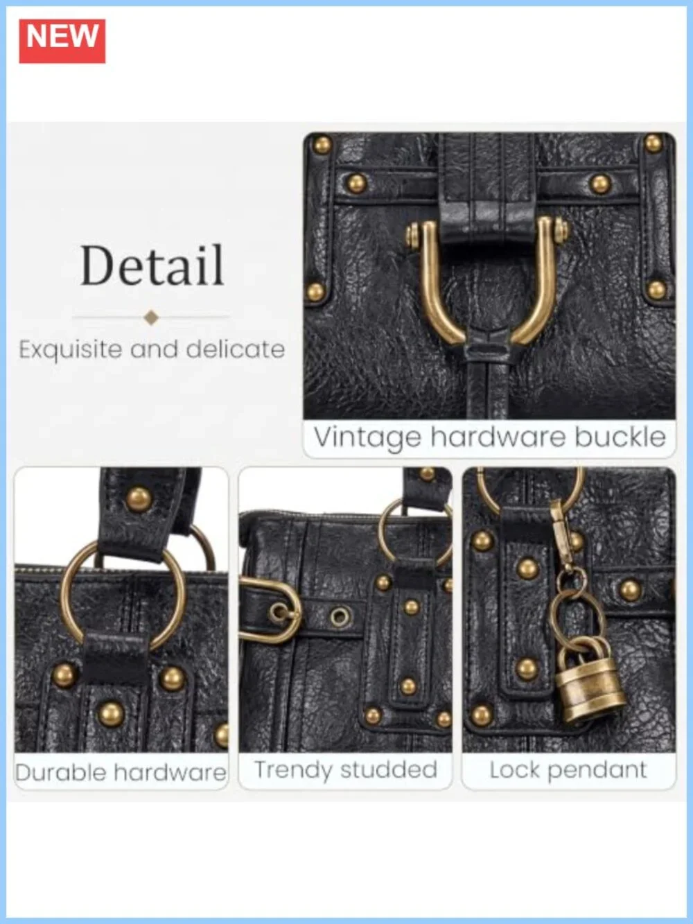Slouchy Tote Bag Karlie Lock Shoulder Bag Y2K Hobo Purse Soft PU Leather
